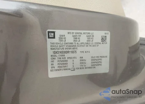 2013 GMC Yukon Xl 1500 Slt from USA, damaged, VIN 1GKS1KE08DR116675